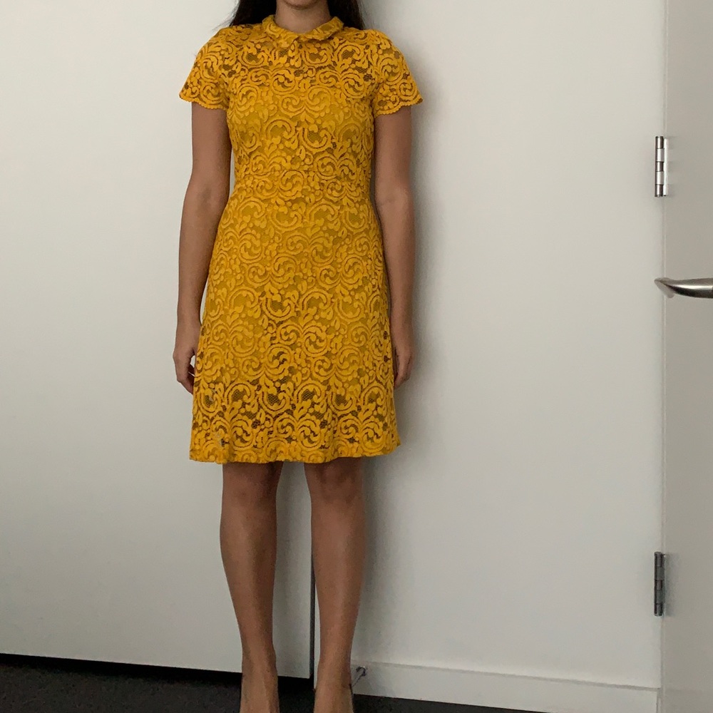 Zara Lace Mustard Dress